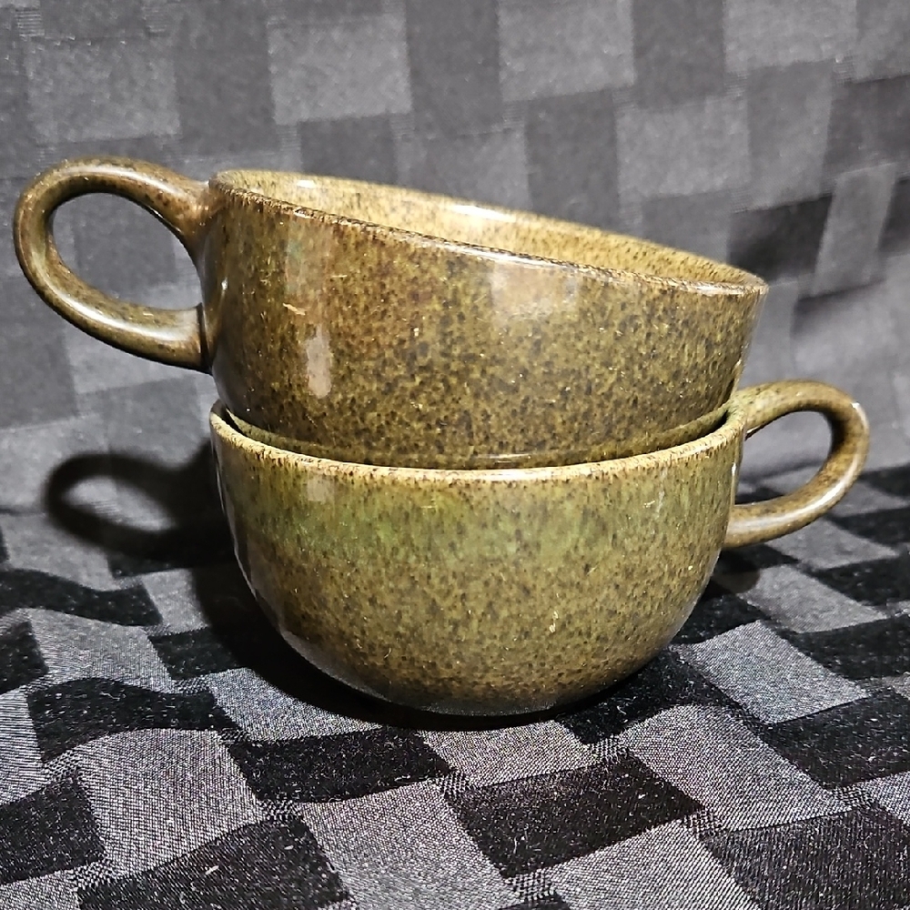 MCM 2 Heath Coupe Line Pottery Sea & Sand Handcrafted Ceramic Cups, Discontinued